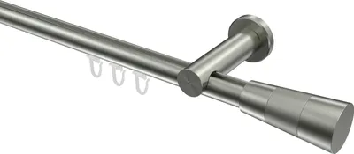 Produktbild von Interdeco Innenlaufstange / Gardinenstange mit Innenlauf Edelstahl-Optik, Typ Platon Tanara (Konus Bicolor), 20 mm Ø 1-läufig, 160 cm