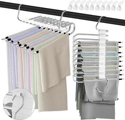 Obrázek produktu pro Famanu držák na kalhoty 9 v 1 – úsporný design, nerezová ocel, sada 2 kusů