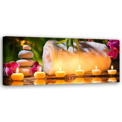 Produktbild von Leinwandbild Zen-Kerzenblumen 90x30 Feeby Bunt bild für die wand bereit zum aufhängen