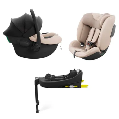 Produktbild von Kinderkraft ENDURA SAFE Modular System – Babyschale & Kindersitz 2in1 mit drehbarer ISOFIX-Basis, i-Size, Beige