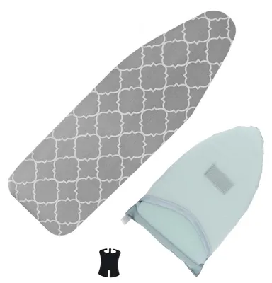 Bügelbrettbezug-Set 2-tlg. mit Dampfhandschuhen, 136x51 cm, grau