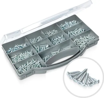 Produktbild von 750-tlg. Set selbstschneidende, verzinkte Flachkopfschrauben