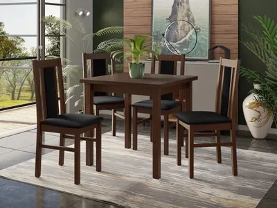 Immagine prodotto di Set da pranzo 4+1 HARDIN 2 - noce / nero