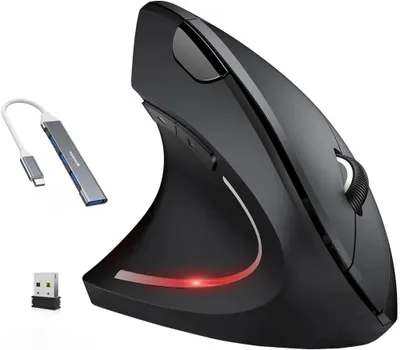 Productafbeelding van Draadloze Verticale Ergonomische Muis - 1600/1200/800 DPI met 5 Knoppen voor Windows en Mac OS