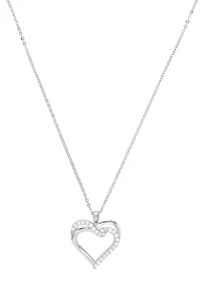 Produktbild von Amor Damen Halskette 925 Sterling Silber Herz-Anhänger Zirkonia 45 cm, 23x19 mm