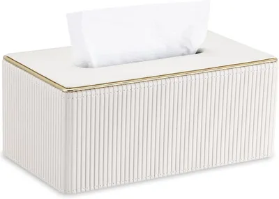 Produktbild von Taschentuchbox aus Leder, Taschentuchspender für Büro, Zuhause, Auto und Badezimmer (Weiß)