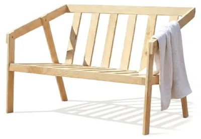 Produktbild von PATKAR Gartensofa 107x76x76 cm - Holz Gartenmöbel für Terrasse, Garrten & Balkon - Natur unbehandelt Gartenbank bis 200kg belastbar