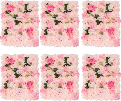 Six artificial flower wall panels arranged in a grid.