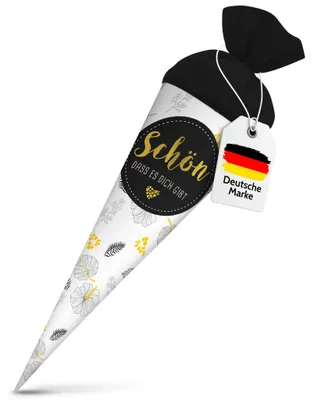 Produktbild von itenga Geschwister Schultüte 35cm Muster Blätter SCHÖN DASS ES DICH GIBT