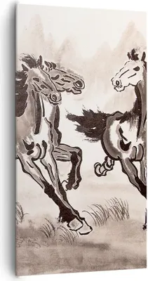 Produktbild von Bild auf Leinwand - Leinwandbild - Pferd Abbildung Natur - 65x120cm - Wand Bild - Wanddeko - Leinwanddruck - Bilder - Kunstdruck - Wanddekoration - Leinwand bilder - Wandkunst - PA65x120-3117