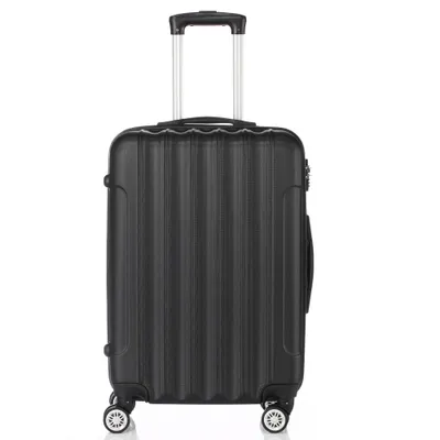 Produktbild von Leichter 24-Zoll-Handgepäckkoffer mit Hartschale für die Reise, schwarz