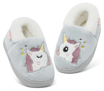Produktbild von LACOFIA Kinder Mädchen Winter Hausschuhe Kleinkinder Warm Plüsch Pantoffel Karik