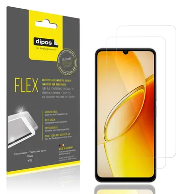 Produktbild von 2x Schutzfolie für Vivo Y6t Folie, 100% Displayabdeckung, dipos Flex