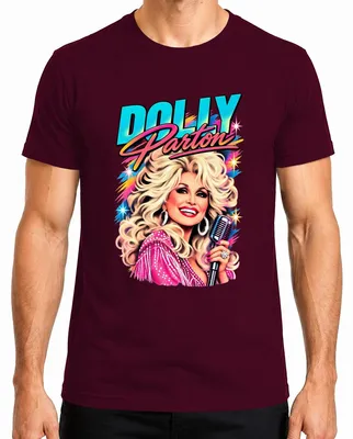 Produktbild von Dolly Parton Country Musik Legende Sängerin Retro Nashville Ikone Herren T-Shirt, Burgundy, XL