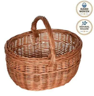 Immagine prodotto di Cesto in vimini tradizionale, lavorato a mano con vimini naturale, dimensioni 35x27x30 cm