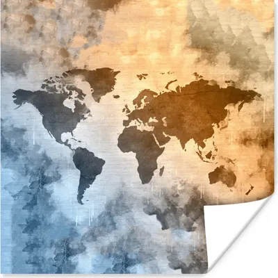Produktbild von MuchoWow® Poster Weltkarte - Farben - Vintage 75x75 cm - Wand Dekoration