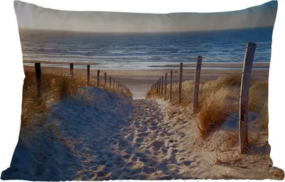 Produktbild von MuchoWow® Outdoor Kissen - Strand - Meer - Niederlande - Dünen - Sonne - 60x40 cm - Wetterfest - Lounge Kissen - Zierkissen - Kissen für Innenräume