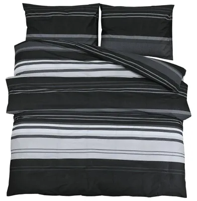 Produktbild von vidaXL Bettwäsche-Set Schwarz und Weiß 240x220 cm Baumwolle