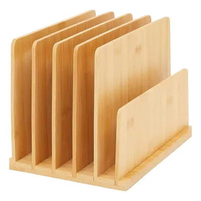 Produktbild von 5-Fächer Briefablage aus Holz – Desktop Akten- und Papierhalter, Bambus Organizer für Ordnung im Büro, 25×17 cm