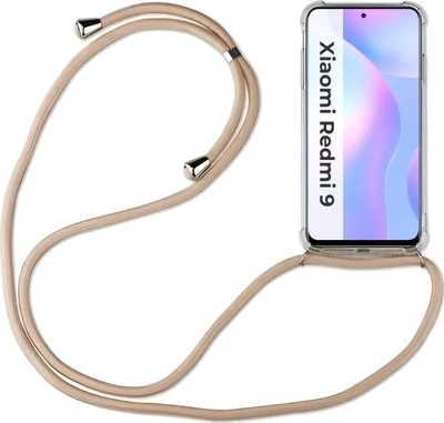Produktbild von Xiaomi Hülle mit Band Schutzhülle Handykette Silikon Handy Tasche mit Schnur Neu Xiaomi Redmi 9 Beige / Braun