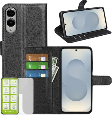 Obrázok produktu pre Puzdro typu Book z umelej kože pre Samsung Galaxy S25 Edge 5G, čierne + ochranné sklo 9H