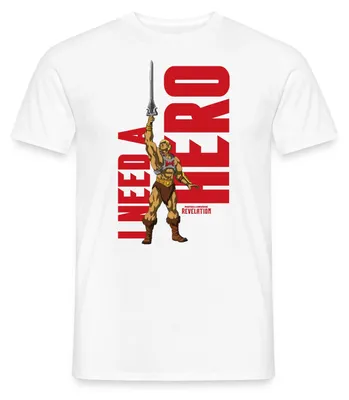 Produktbild von Spreadshirt Masters Of The Universe He-Man I Need A Hero Männer T-Shirt, S, Weiß