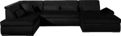 Image de Lisa Design Vermont - canapé panoramique d'angle gauche - 7 places - XXL - en velours , Noir