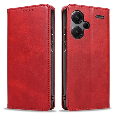 Produktbild von Handyhülle für Xiaomi Redmi Note 13 Pro+ 5G Kunstleder Flip Cover Hülle Klapphülle Case Kartenfach Farbe: Rot