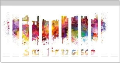 Produktbild von Wallario Ordnerrücken Sticker, selbstklebend für schmale Ordner, 12 Stück, Motiv Städte als Aquarell - Skyline von San Francisco