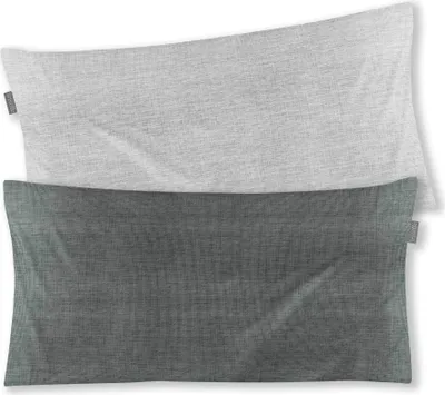 Produktbild von Mako-Satin-Kissenbezug - 40 x 80 cm - Salbeigrün - Weiß - Baumwolle - mit Reißverschluss