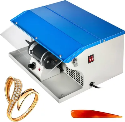Productafbeelding van Polijstmachine voor sieraden, slijpmachine, polijstapparaat voor op een werkbank, stofafzuiger, polijsttafel, polijstmachine voor sieraden met lamp, polijst- en slijpmachine