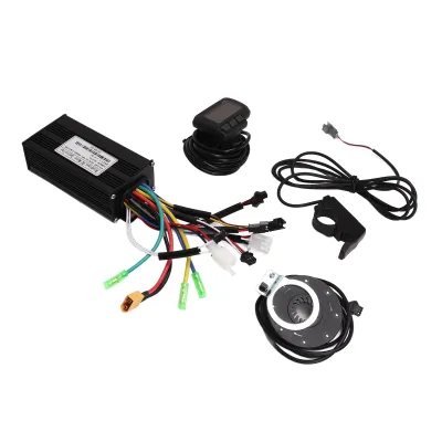 Zdjęcie produktu dla Zestaw sterowania silnikiem motocykla elektrycznego - 3 tryby kontrolera sinusoidalnego z 9 lampami, wyświetlaczem LCD, przepustnicą kciukową i PAS, kompatybilny z 24V/36V/48V