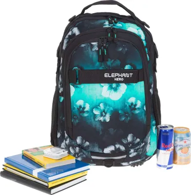 Produktbild von Schulrucksack Mädchen Elephant Hero Signature Rucksack Schulmappe 12805 Flower Türkis-Schwarz Verlauf