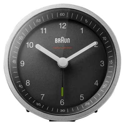 Produktbild von Braun BC07SB-DCF, Quarzwecker, Rund, Schwarz, Silber, Analog, Akku, AA