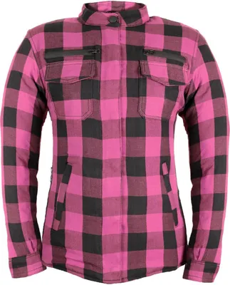 Produktbild von Damen Aramid Motorradhemd mit Protektoren Slim Fit Bikerhemd Motorrad Hemd(XXL,Rosa)