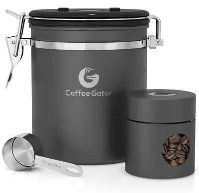 Luftdichte Kaffeebox 591 ml, Edelstahl, 2er-Set mit Datumswählscheibe