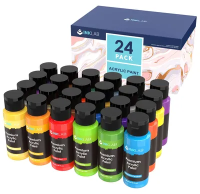 Acrylfarbe Set 24 Farben 60ml, Nicht Giftig, für Leinwand Holz Stein