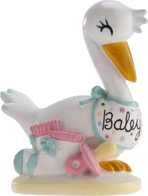 Produktbild von Baby Storch Torten Figur zur Geburt 10cm