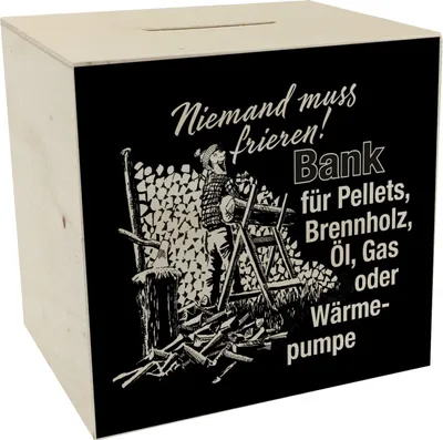 Produktbild von Bank für Heizmaterialien Spardose aus Holz