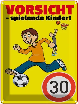 Produktbild von vianmo Blechschild 40x30 cm Vorsicht spielende Kinder 30Kmh Spruch Zitat