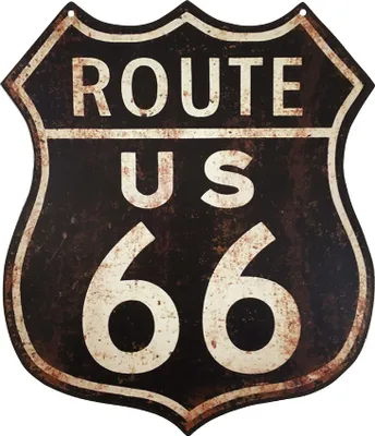Produktbild von Blechschild ROUTE 66 US Roadsign Nostalgie Vintage-Stil Straßenschild 35x30cm