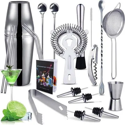 Produktbild von Famanu Cocktailset 20-teilig Edelstahl Barzubehör - 750ML Professioneller Cocktailshaker