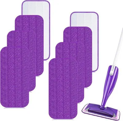 Produktbild von Famanu Mop Pads 8 Stück - Waschbare Mikrofasertücher für feuchte und trockene Reinigung