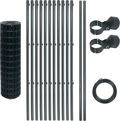 Produktbild von Schweißgitter Gartenzaun Set Komplettset Zaun Gartenzaunset Zaunset Drahtzaun Gitterzaun Anthrazit (1,0 x 25 m)