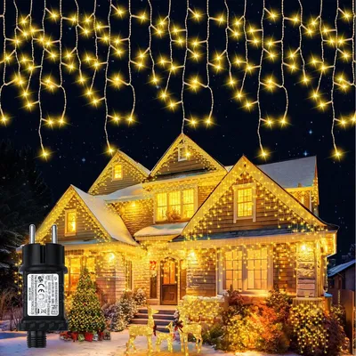 Immagine prodotto di Tenda luminosa per esterni bianco caldo - 6,4 + 5 m - 8 modalità