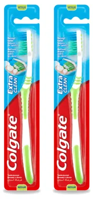Immagine prodotto di 2 spazzolini Colgate Extra Clean, setola media - confezione - 2 pezzi