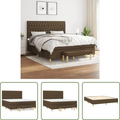 Produktbild von The Living Store Boxspringbett mit Matratze Dunkelbraun 180x200 cm Stoff