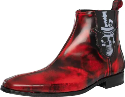 Produktbild von Jeffery West Totenkopf-Chelsea-Stiefel aus poliertem Leder, Rot 41 EU
