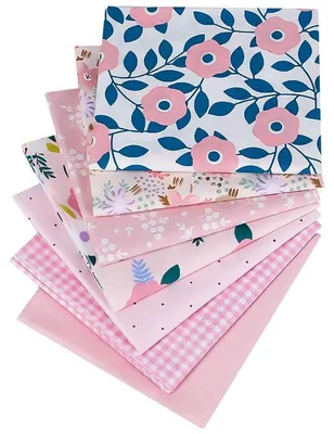 Productafbeelding van Katoenen stoffenset - 7-delige stoffenpakket voor naaien en quilten - 50 x 50 cm