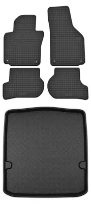 Productafbeelding van Rubberen automatten + kofferbakmat voor Skoda Octavia II 2004-2013 (stationwagen) – 5-delig, zwart, op maat – Wielganizator